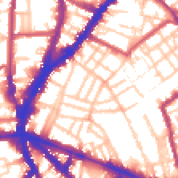 Daytime road noise heatmap for N1 8JL