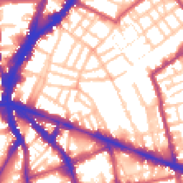 Daytime road noise heatmap for N1 8JY