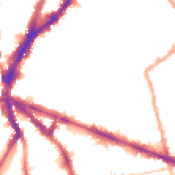 Night-time road noise heatmap for N1 8JY