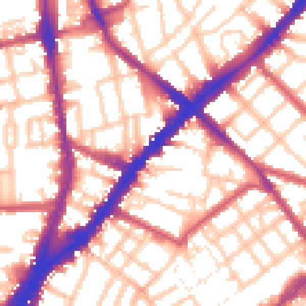 Daytime road noise heatmap for N1 8LX