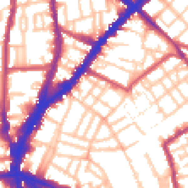 Daytime road noise heatmap for N1 8NL