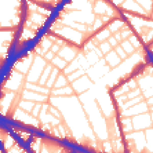 Daytime road noise heatmap for N1 8PB