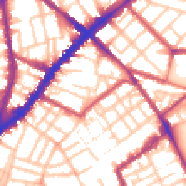 Daytime road noise heatmap for N1 8PH