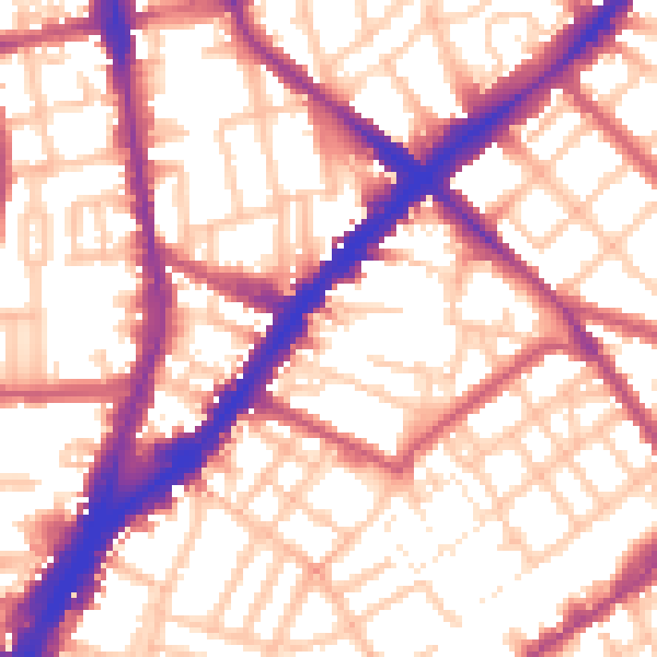 Daytime road noise heatmap for N1 8QN