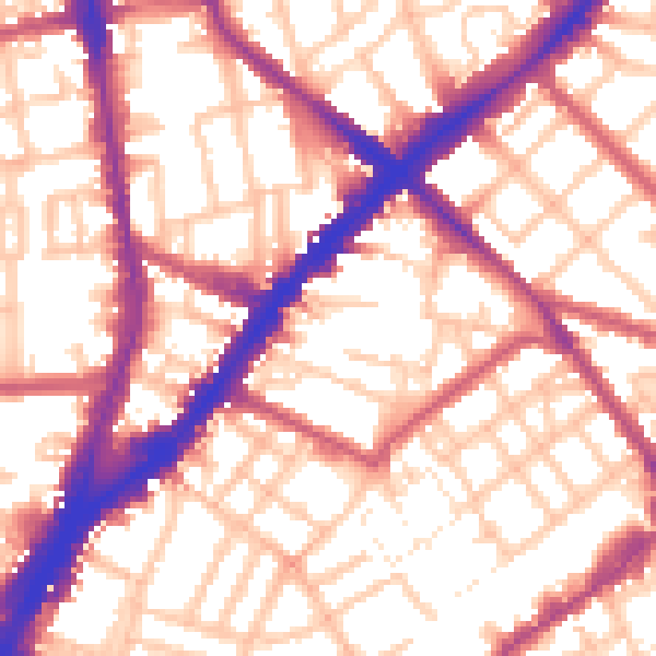 Daytime road noise heatmap for N1 8QP
