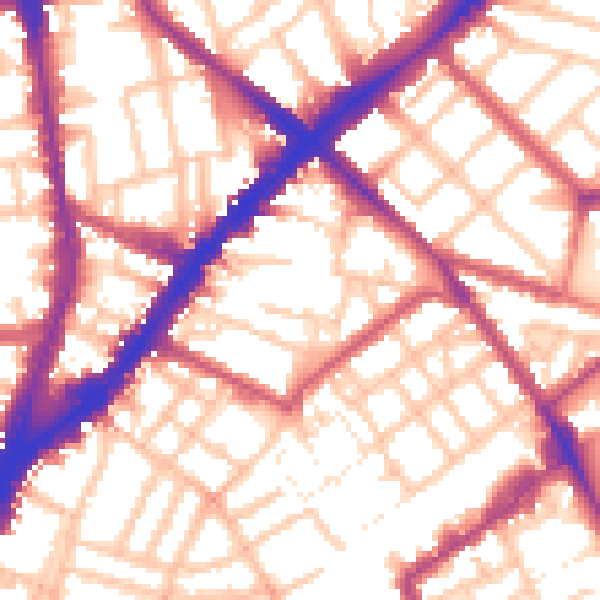 Daytime road noise heatmap for N1 8QU