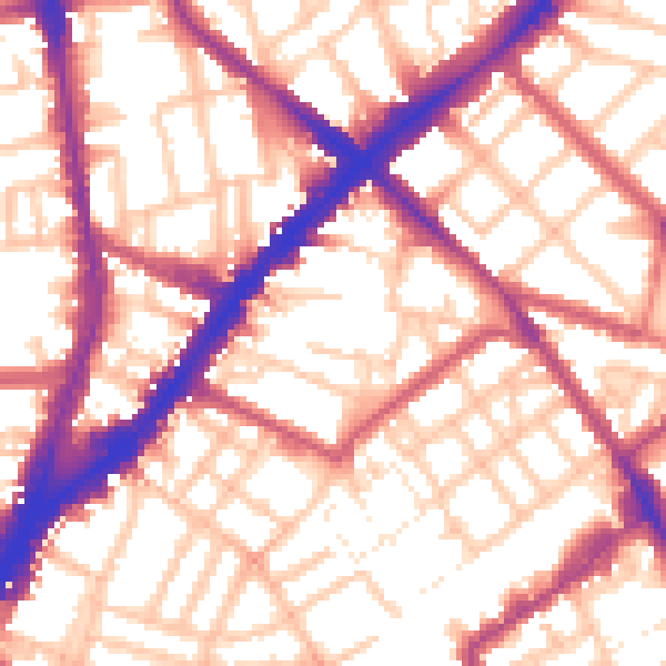 Daytime road noise heatmap for N1 8QX