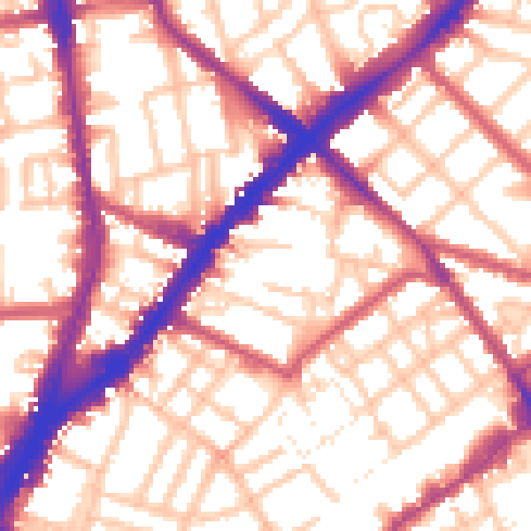 Daytime road noise heatmap for N1 8QY