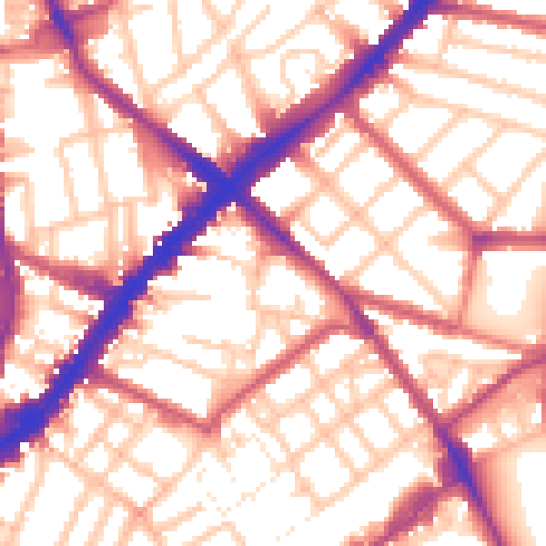 Daytime road noise heatmap for N1 8TD