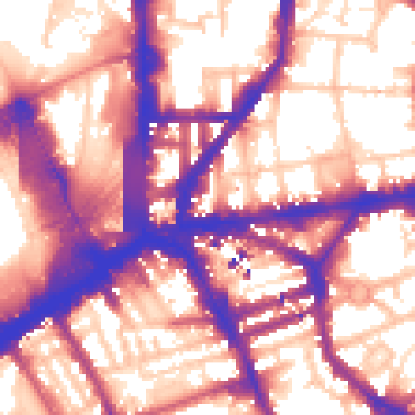 Daytime road noise heatmap for N1 9DR