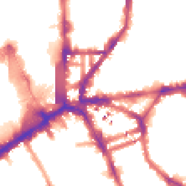 Night-time road noise heatmap for N1 9DR