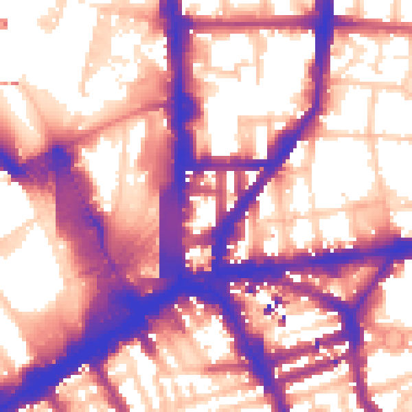 Daytime road noise heatmap for N1 9ED