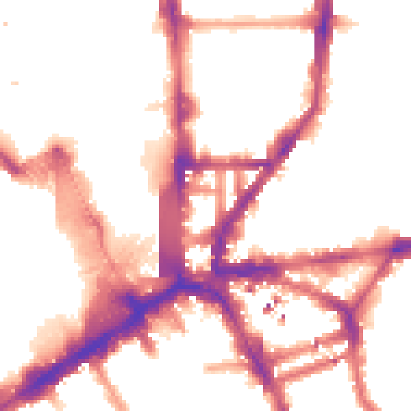 Night-time road noise heatmap for N1 9ED