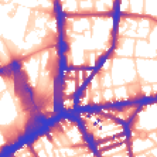 Daytime road noise heatmap for N1 9EG