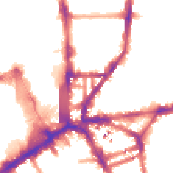 Night-time road noise heatmap for N1 9EG
