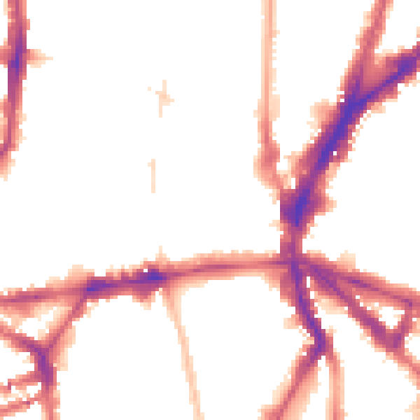 Night-time road noise heatmap for N1 9EU
