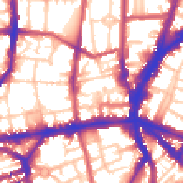 Daytime road noise heatmap for N1 9EZ