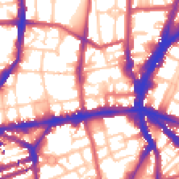 Daytime road noise heatmap for N1 9GZ