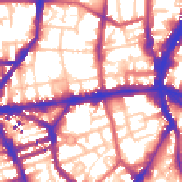 Daytime road noise heatmap for N1 9JD