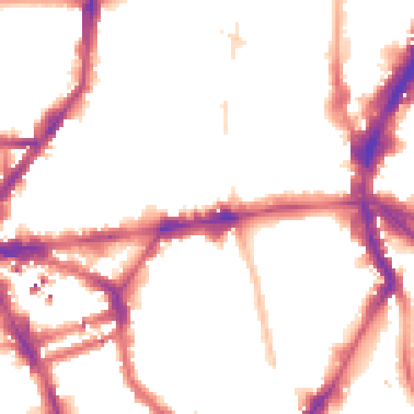 Night-time road noise heatmap for N1 9JD