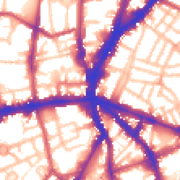 Daytime road noise heatmap for N1 9LQ