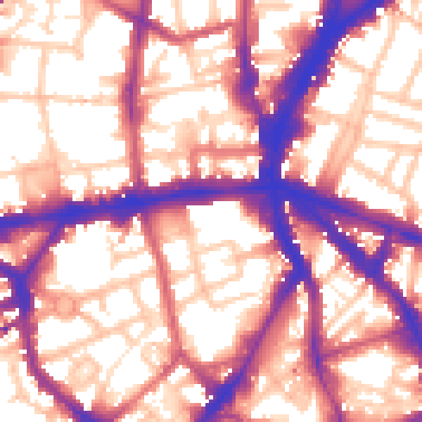 Daytime road noise heatmap for N1 9LT