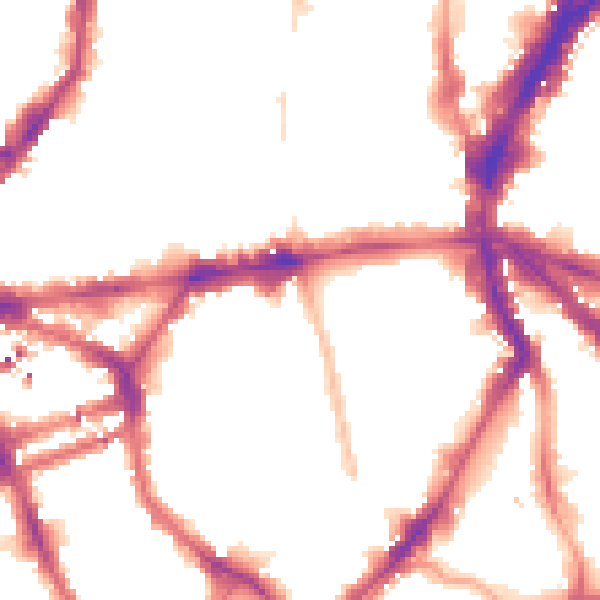 Night-time road noise heatmap for N1 9LY