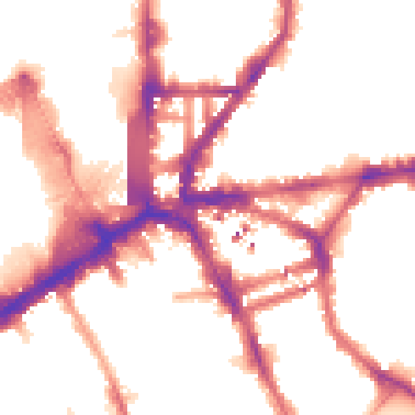 Night-time road noise heatmap for N1 9NL