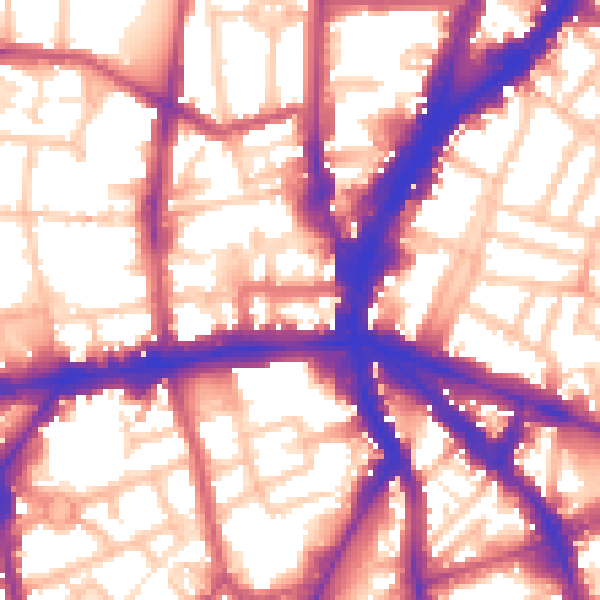 Daytime road noise heatmap for N1 9PG