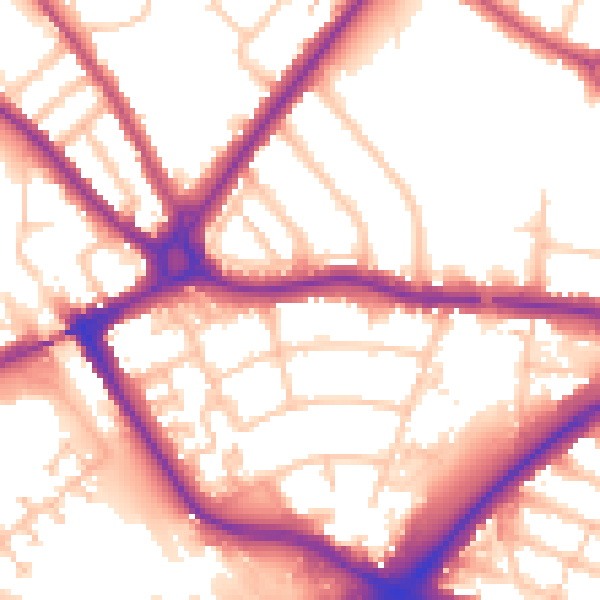 Daytime road noise heatmap for N11 1AB