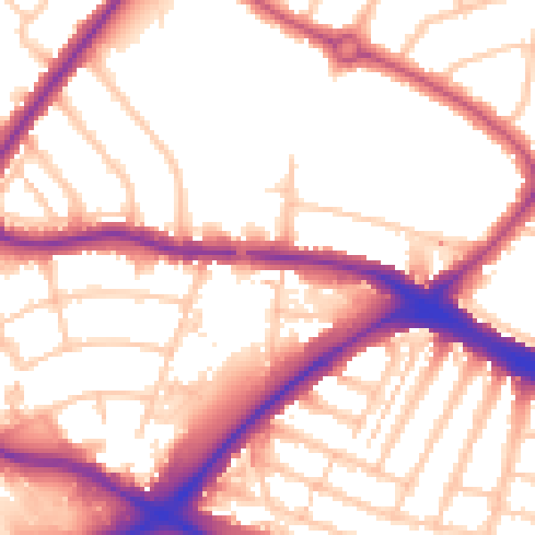 Daytime road noise heatmap for N11 1BA