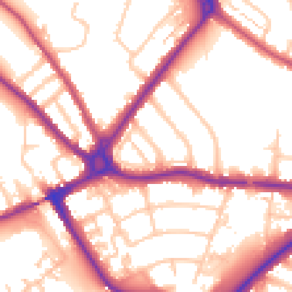 Daytime road noise heatmap for N11 1JA