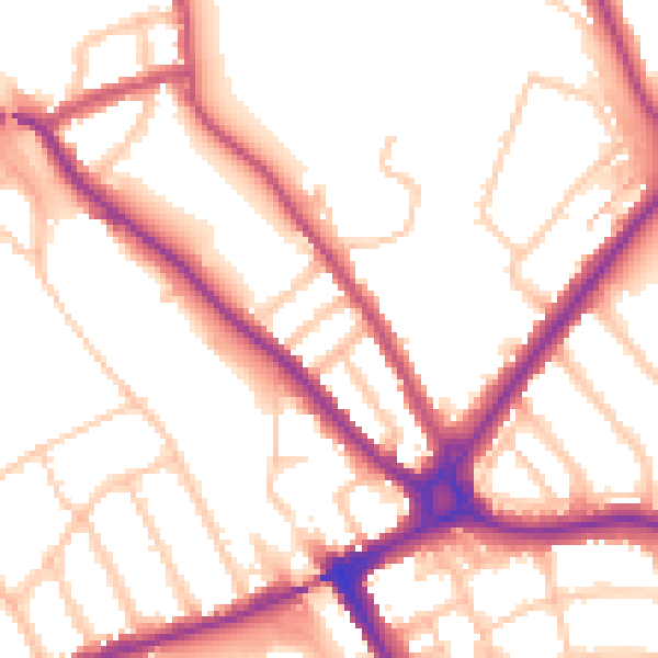 Daytime road noise heatmap for N11 1JU