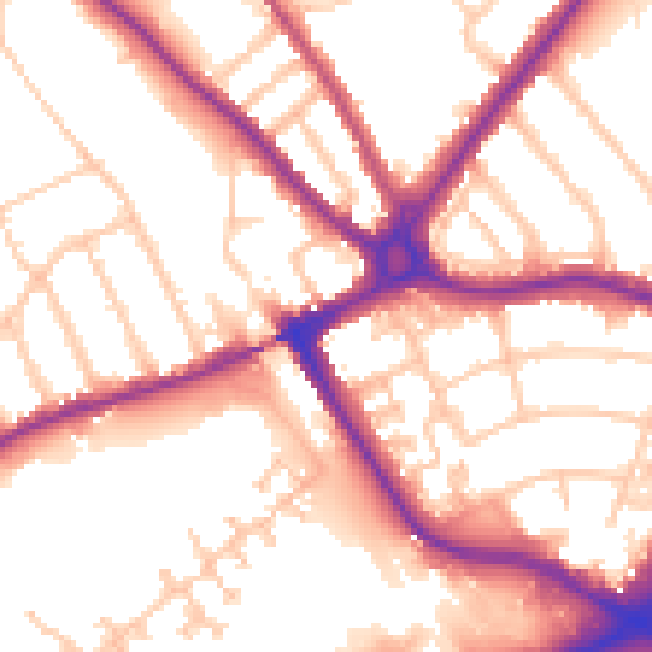 Daytime road noise heatmap for N11 1NA