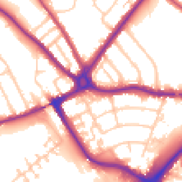 Daytime road noise heatmap for N11 1QX