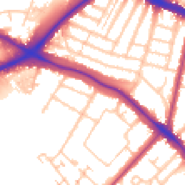 Daytime road noise heatmap for N11 2AA