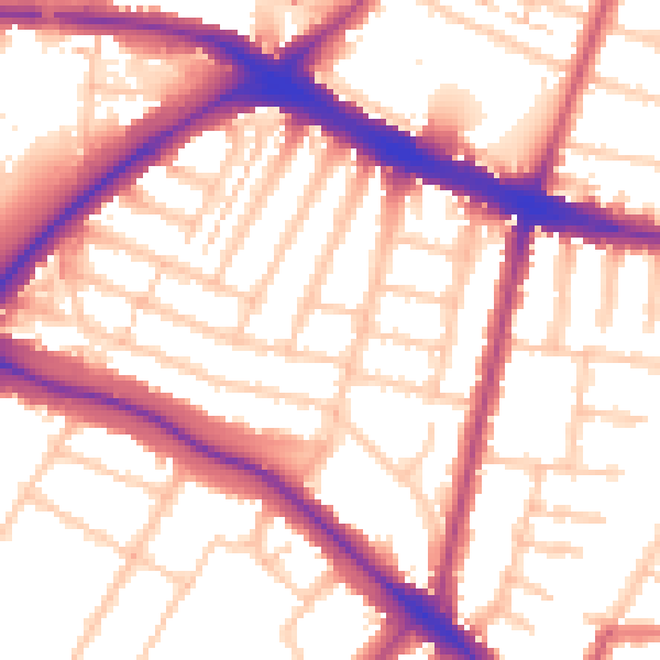 Daytime road noise heatmap for N11 2AQ