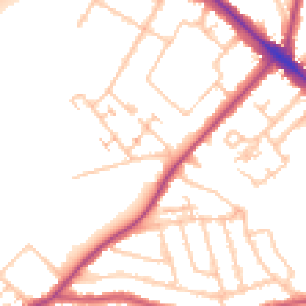 Daytime road noise heatmap for N11 2AX