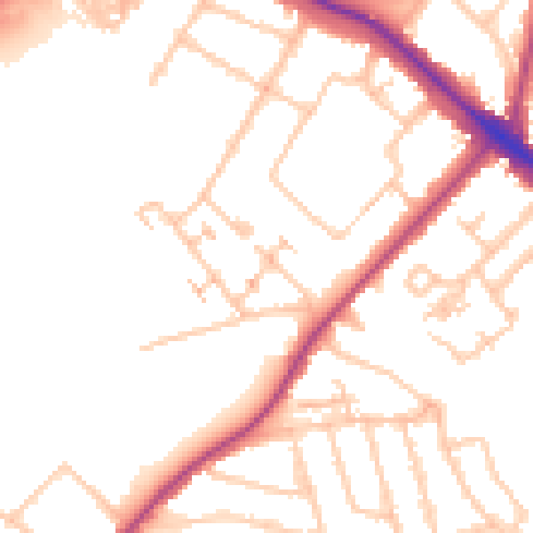 Daytime road noise heatmap for N11 2AY