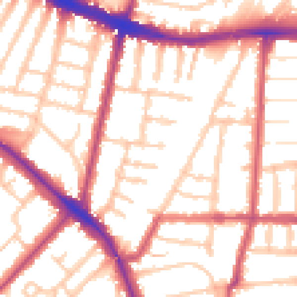 Daytime road noise heatmap for N11 2BU