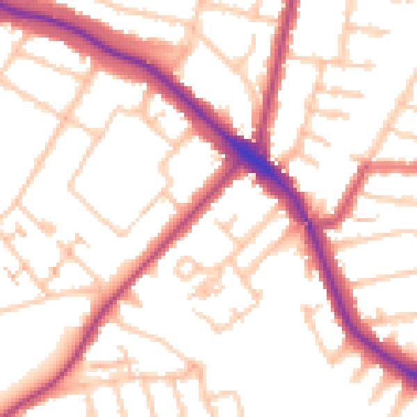 Daytime road noise heatmap for N11 2EP