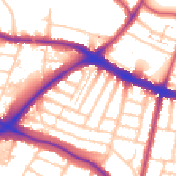 Daytime road noise heatmap for N11 2JY