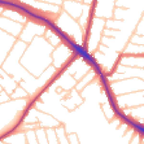 Daytime road noise heatmap for N11 2LQ