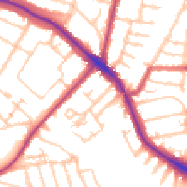 Daytime road noise heatmap for N11 2LW