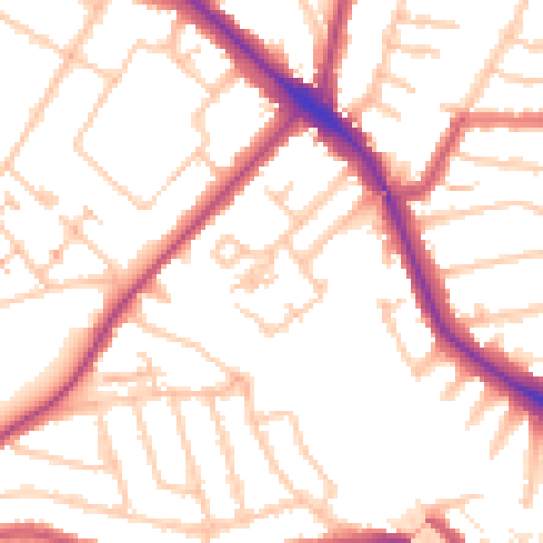 Daytime road noise heatmap for N11 2PY