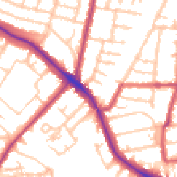 Daytime road noise heatmap for N11 2QH