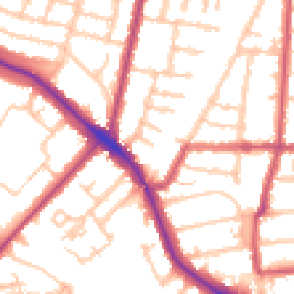 Daytime road noise heatmap for N11 2QL