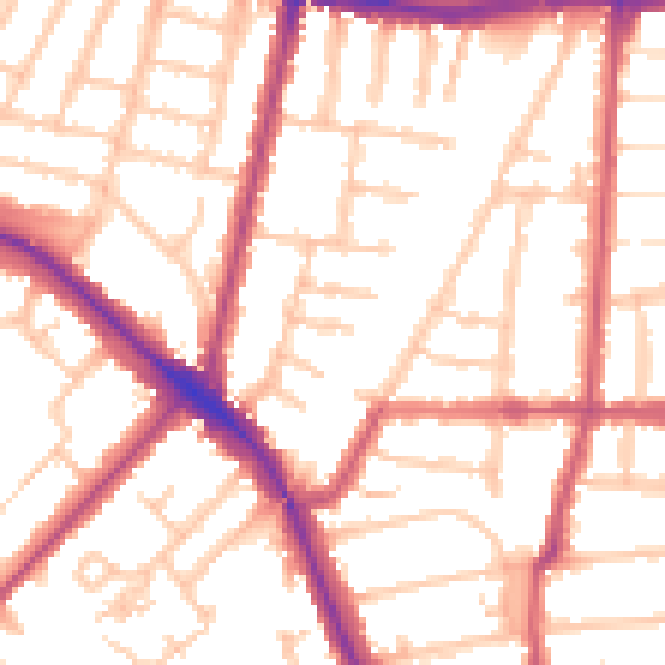 Daytime road noise heatmap for N11 2QR