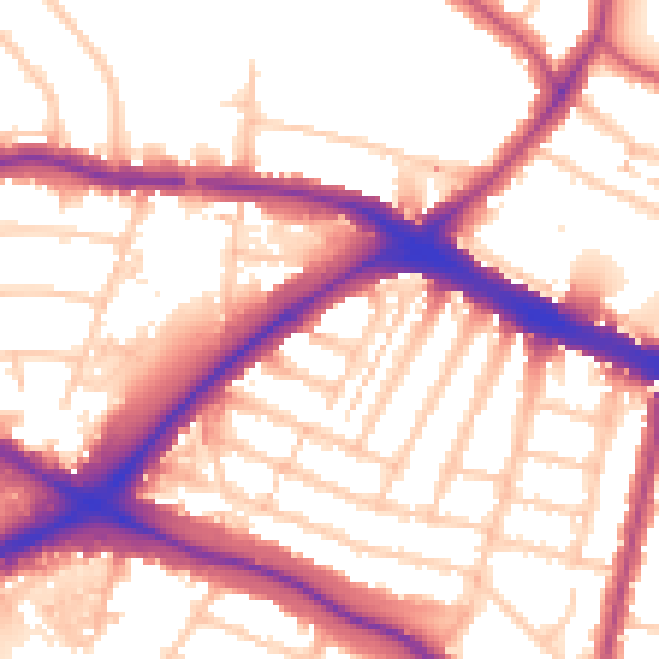 Daytime road noise heatmap for N11 2RG