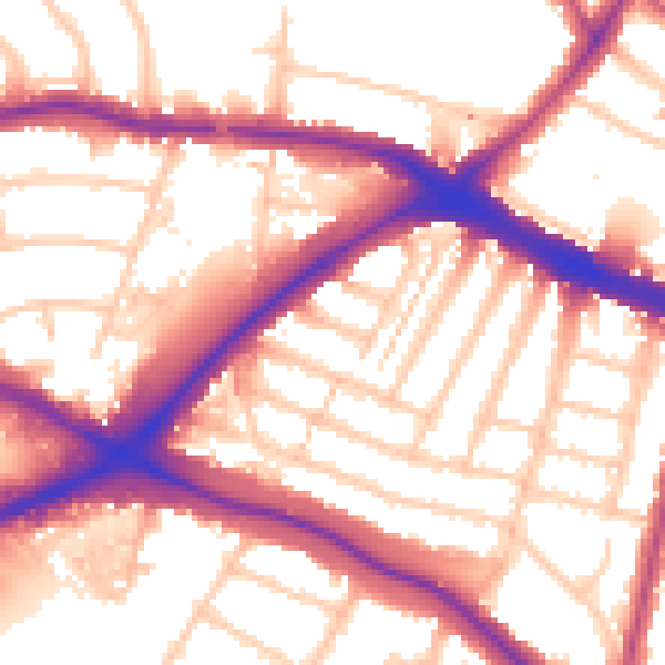 Daytime road noise heatmap for N11 2RJ